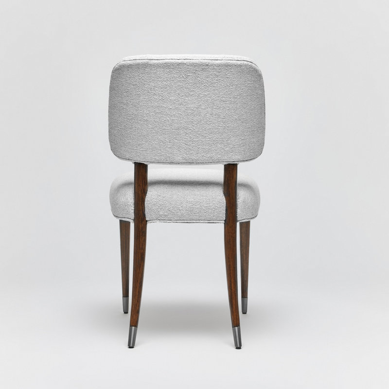 Serafina Upholstered Dining Chair, Brushed Nickel/Walnut