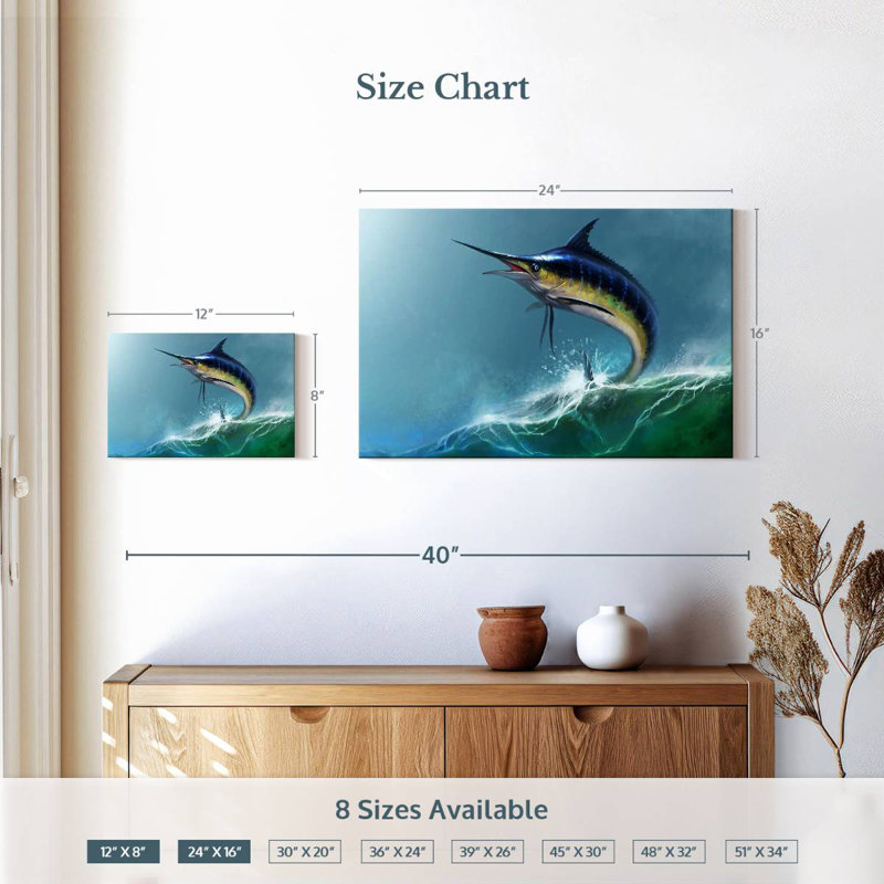 Brampt Leaping Marlin, 16'' H x 24'' W