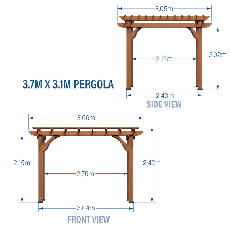 Backyard Discovery 100% Cedar Wood Garden Pergola  3.6m x 3m (12ft x 10ft)