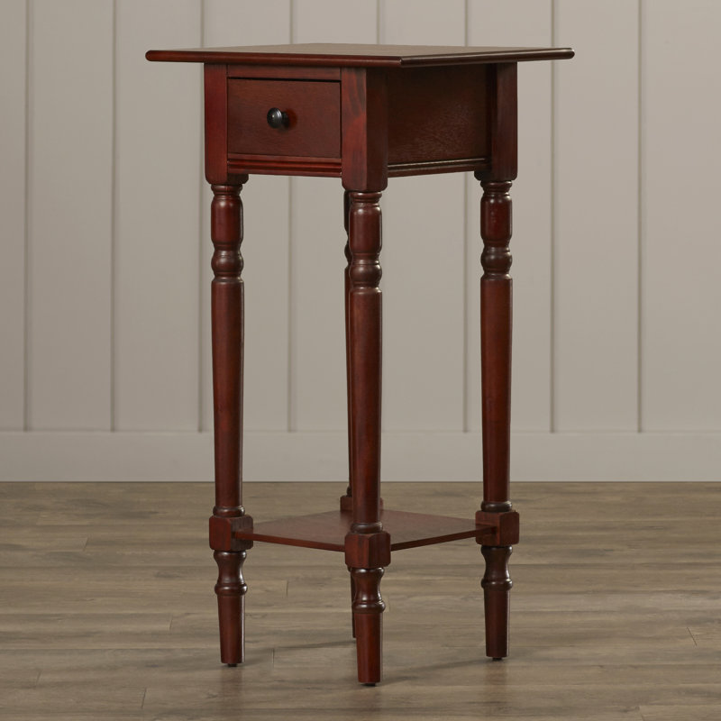 Malmesbury Solid Wood End Table with Storage, Dark Cherry