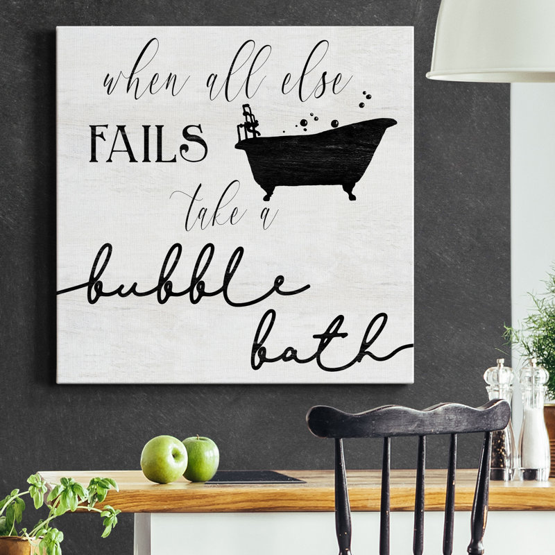 «Take a Bubble Bath», reproduction d'art textuel sur toile tendue, H 24 po x l 24 po x P 1 po