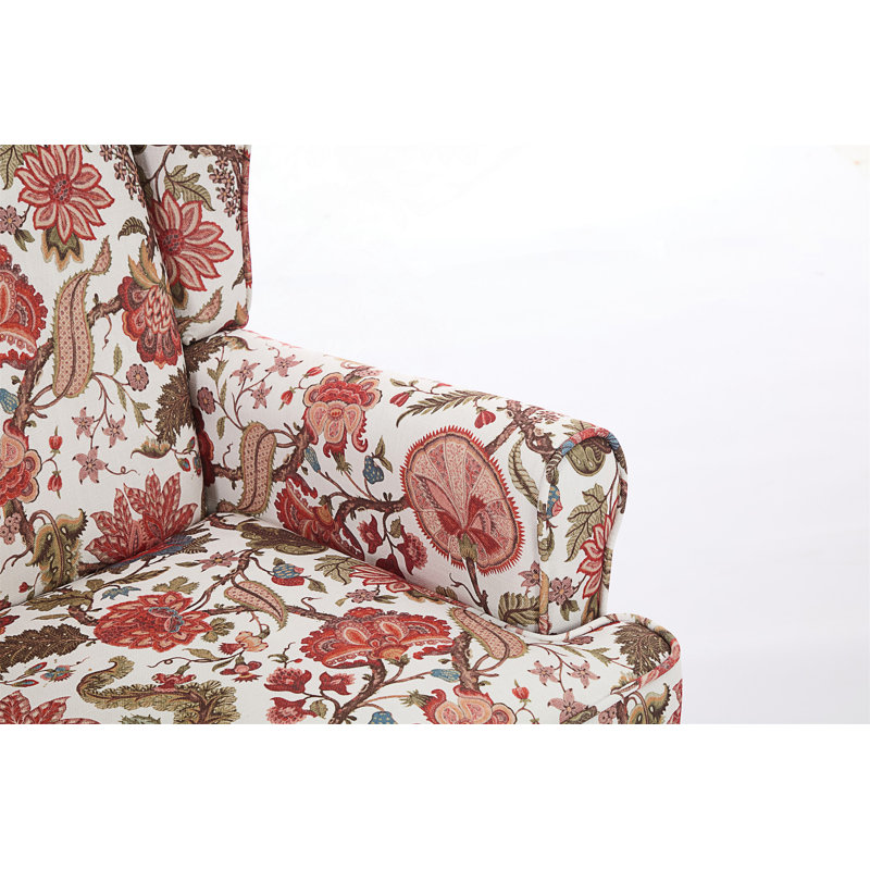 Devonn Upholstered Accent Chair, Brown/White/Red Floral