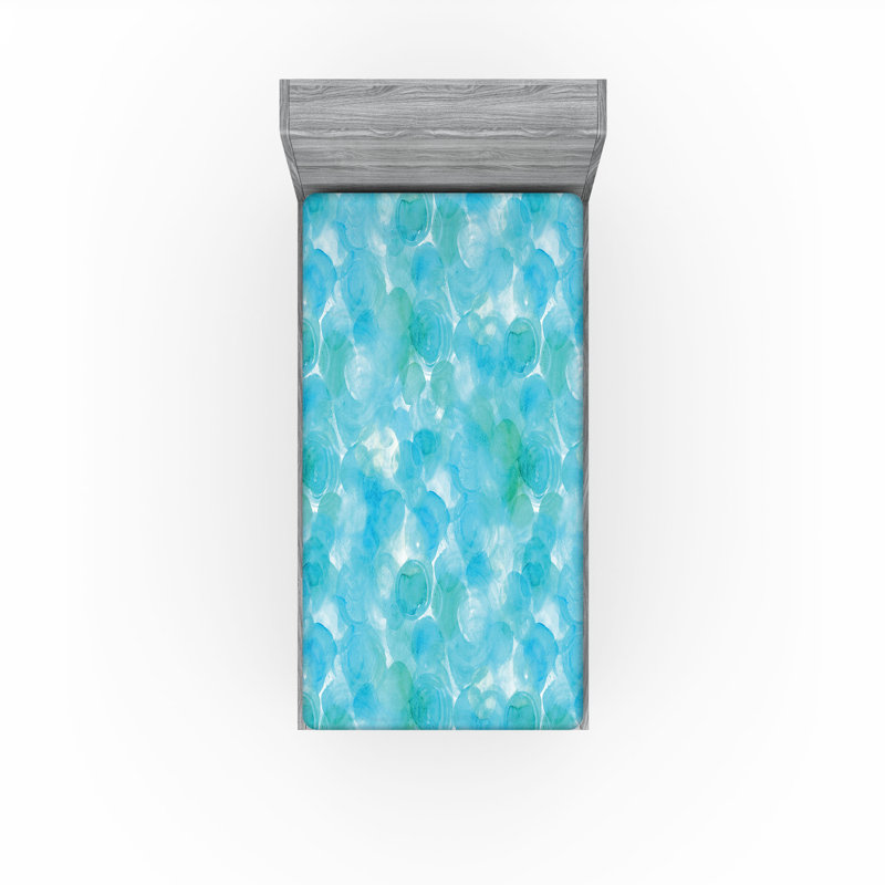 Drap-housse orange Ambesonne, Drap-housse de taille simple, Bleu turquoise / abstrait turquoise