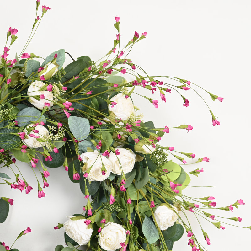 Couronne florale de pivoines d'eucalyptus 28 po