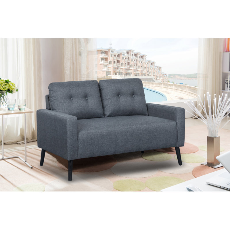 Causeuse avec accoudoirs carrés de 55 po Ratcliffe, Gris foncé
