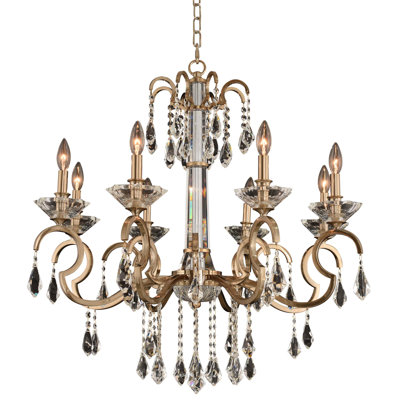 Valencia 8 LT Brushed Champagne Gold/Clear Chandelier Allegri