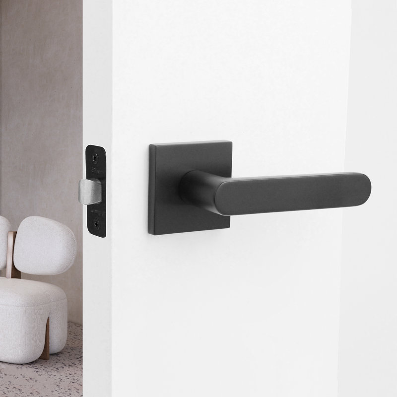 Levier de porte intérieur moderne Chrystie, Gauche, Passage, Nickel satiné