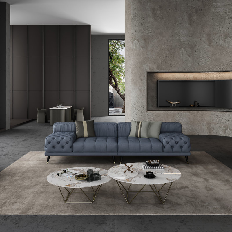 Sofa, Smokey Gray Genuine Leather