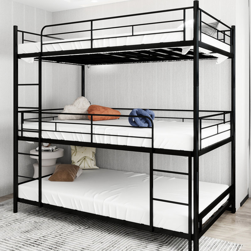 Cadre de lit simple en fer noir robuste de première qualité, première priorité, sans ressorts, cadre d'installation simple avec stabilité intégrée et lattes en métal