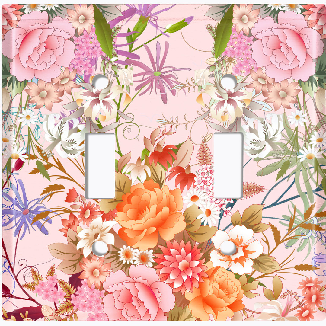 Patterned 2 - Gang Toggle Light Switch Standard Wall Plate WorldAcc