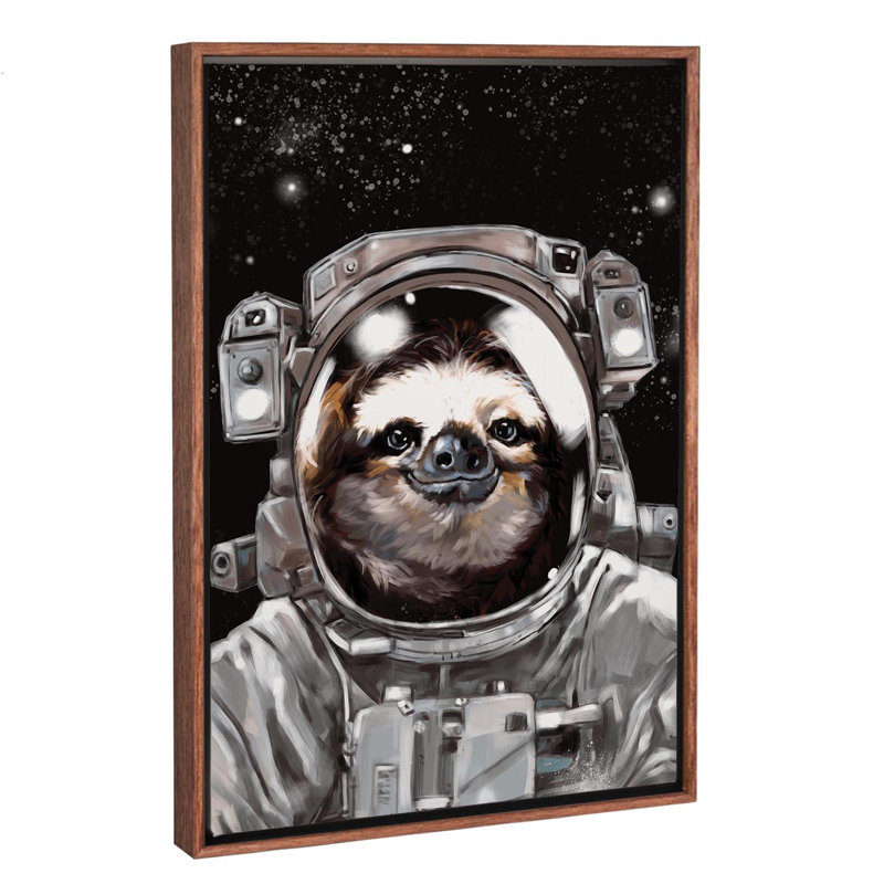 « astronaute sloth selfie », art, Toile avec cadre en bois classique, H 26 po x l 18 po x P 1,5 po