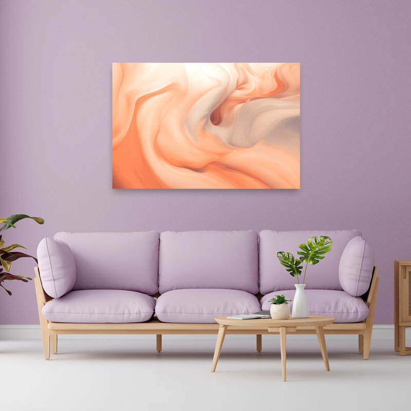 Soft Peach Swirls Abstract Delicate Dreamy Wall Art Print, 101.6cm H x 152.4cm W