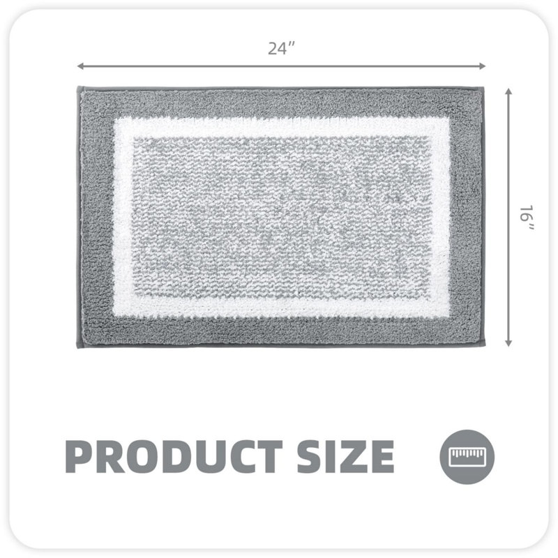 Tapis pour salle de bain Ayleigh, Gris clair, Simple - L 24 po x l 16 po