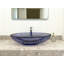Lavabo vasque élégant en verre bleu-gris transparent - Finition lisse (non sableuse) avec bonde escamotable, idéal pour les comptoirs de meuble-lavabo | Modèle Lav-fws105