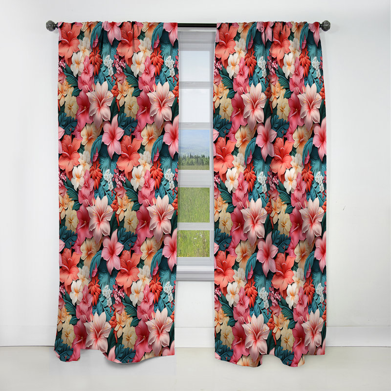 Tropicana fantaisie motif tropical I - Rideau floral - Rideau occultant floral - 1 panneaux, L 52 po x L 108 po