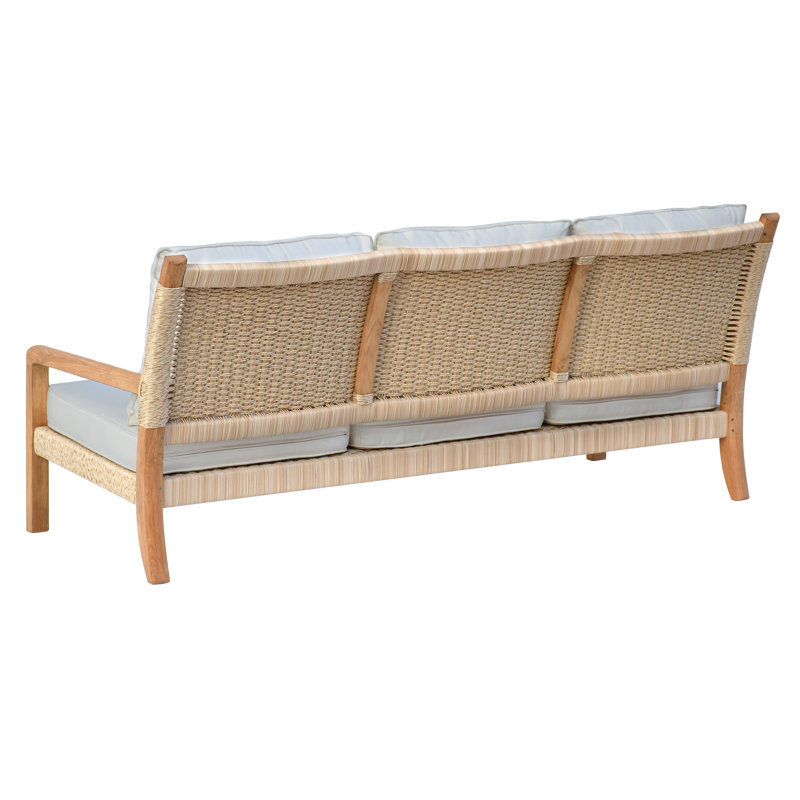 Hudson Outdoor 3 - Seat Patio Sofa, Natural Cord, Perigold Key Figure Indigo