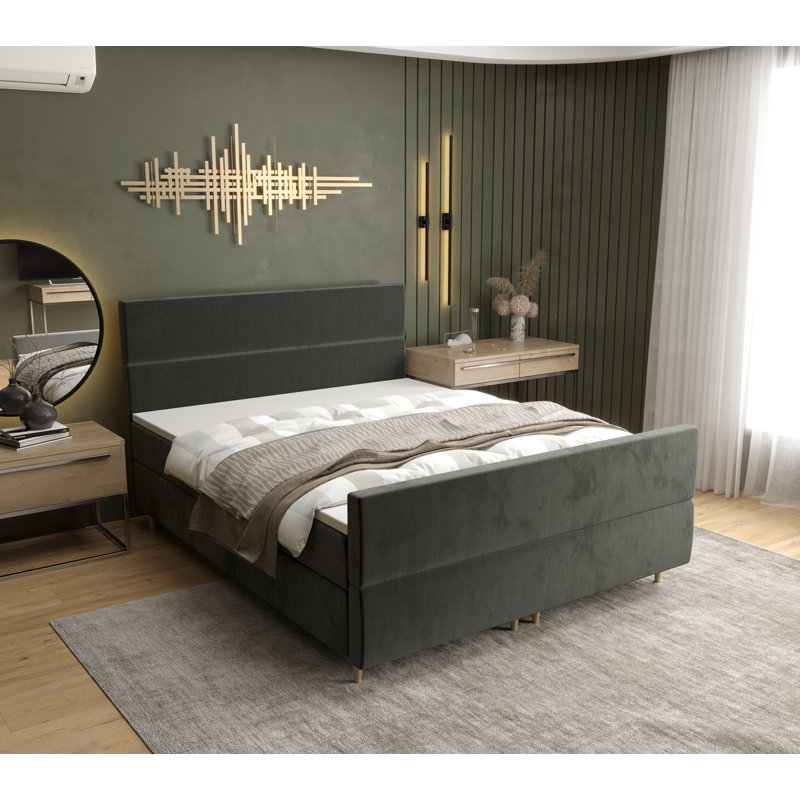 Battershell Solid Wood Bed with Mattress, European Double (140 x 200cm)