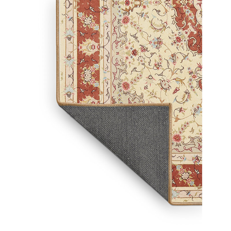 Tapis traditionnel ivoire / rouge Guiness, Rectangle 5 pi x 7 pi