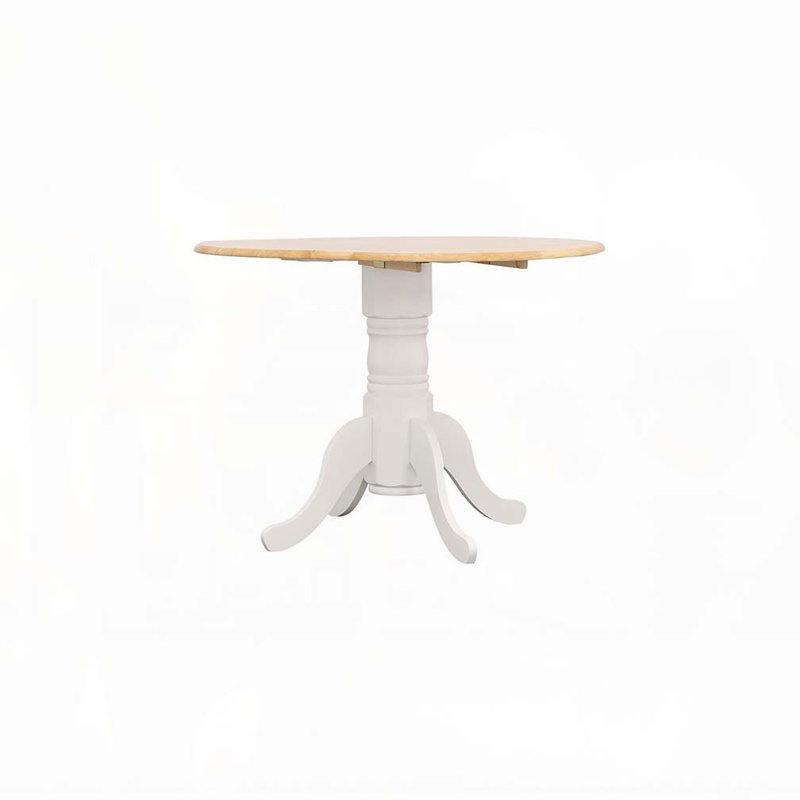 Table de salle à manger ronde à rallonge à abattants de 40 po, blanche et naturelle