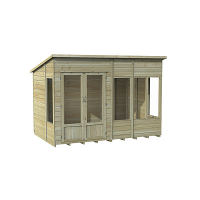 4Life 10x6 Pressure Treated Double Door Pent Summerhouse