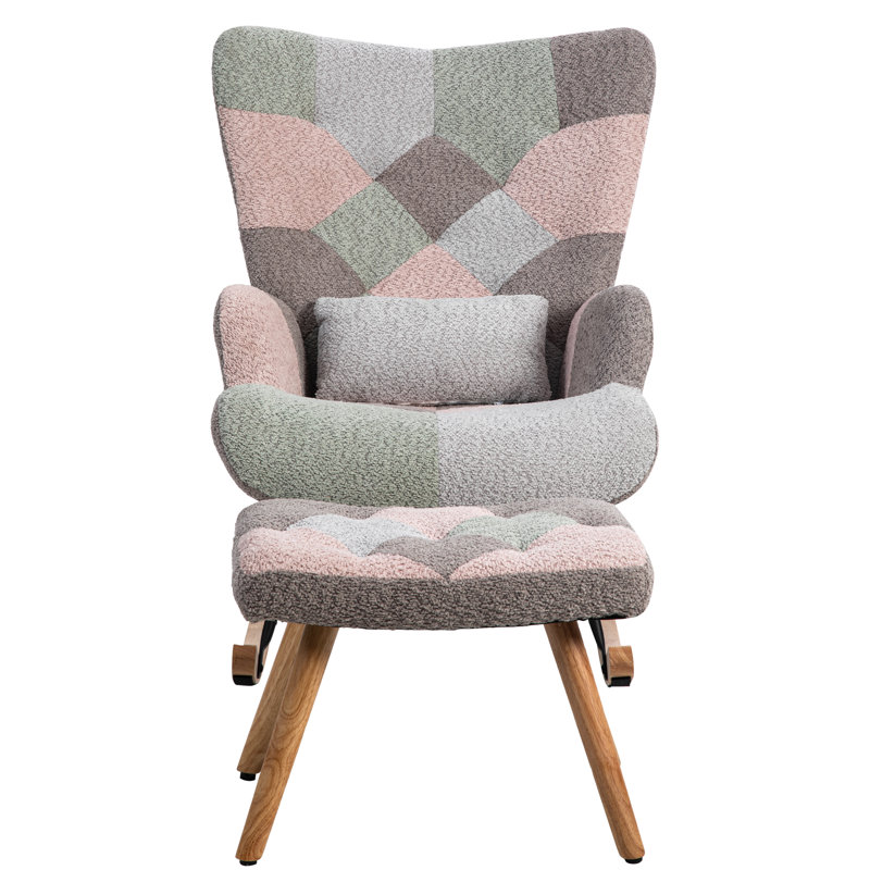 Fabric Rocking Chair, Blue/Brown/Green/Grey