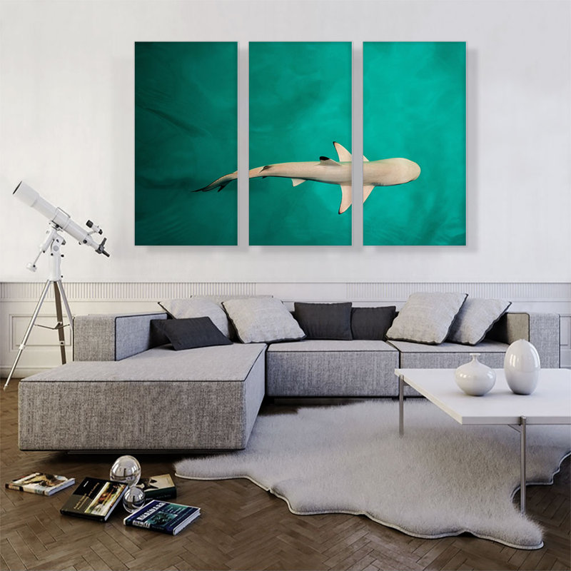 " Whitetip Reef Shark " 3 - Pieces, 40" H x 60" W x 1.5" D
