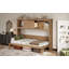 Lit escamotable simple avec station de charge et tiroir, couleur bois