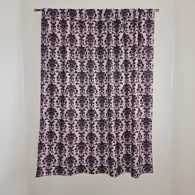 Rideau de fenêtre en popeline de polyester à imprimé damassé de 58 pouces de large, L 58 po x L 63 po, Rose pastel
