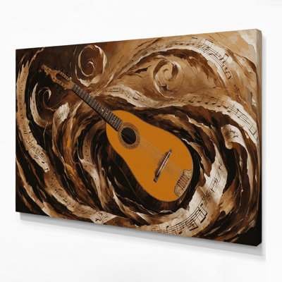 «Music Lute», art mural sur toile noire