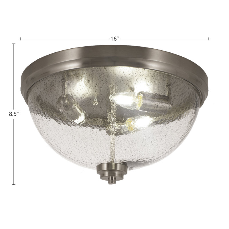 Plafonnier encastré 16 po, 3 ampoules, Nickel brossé
