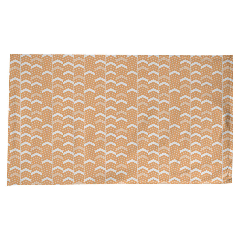 Stephenie Lined Chevrons Tablecloth, Orange/Brown/White
