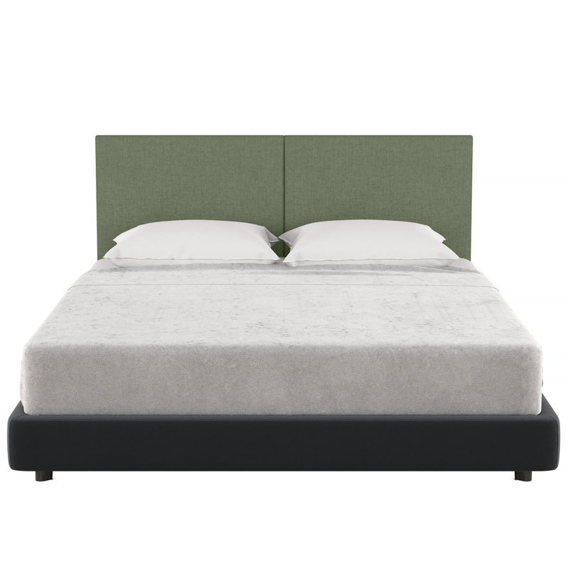 Panelist Modern Padded Headboard - Set of Wall Mounted Panels, Cypress Green Microvelvet, Queen (22.5"H x 30"W, Set of 2)