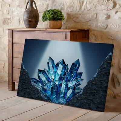 Canvas A Close Up View Of A Cluster Of Shimmering Multifaceted Wall Art Blue Crystals Each Reflecting Light In A Mesmerizing Array Of Canvas Wall Art