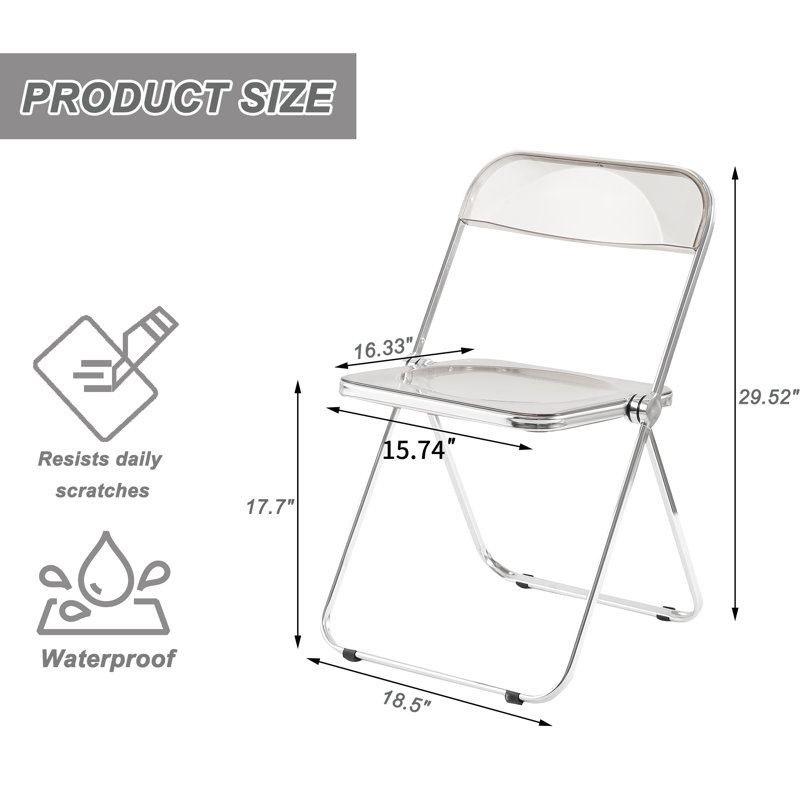 Chaise pliante empilable en acrylique 18,5 po