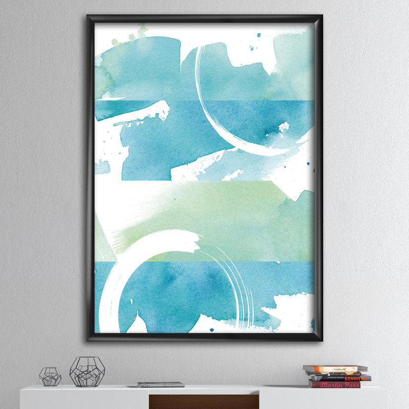 « côtier aquarelles i »-cadre photo imprimé sur toile, H 46 po x l 36 po x P 1,5 po, Cadre noir