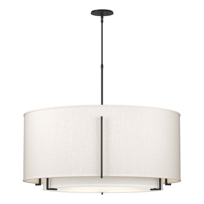 Exos Drum Chandelier, Flax, 54.9" H x 31.3" W x 31.3" D, Black