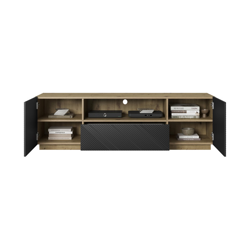 Menelik Unfinished TV Stand for TVs up to 55", Artisan/Black