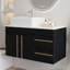 Meuble-lavabo mural 36 po avec lavabo vasque en céramique, comptoir en contreplaqué et rangement à fermeture en douceur, conception flottante pour les petites salles de bain