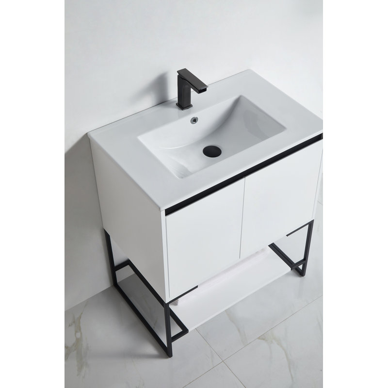 Ensemble de meuble-lavabo simple 30 po Fiquett, Blanc