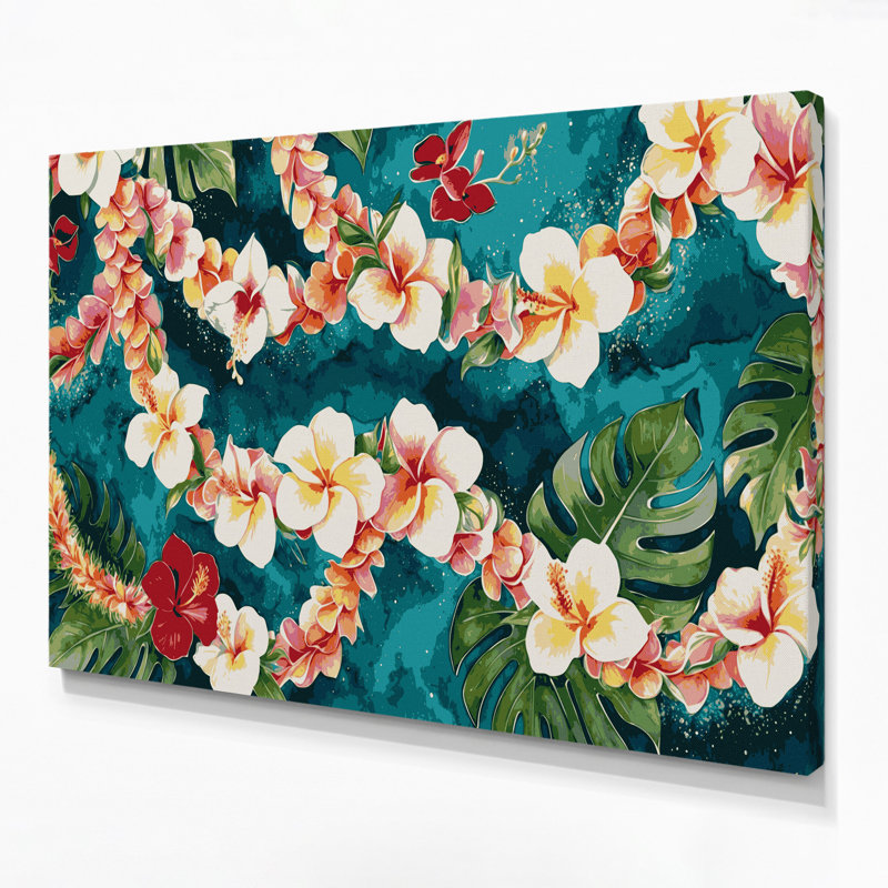 Hawaiian Hawaiian Lei Blue, art mural sur toile, H 16 po x l 20 po