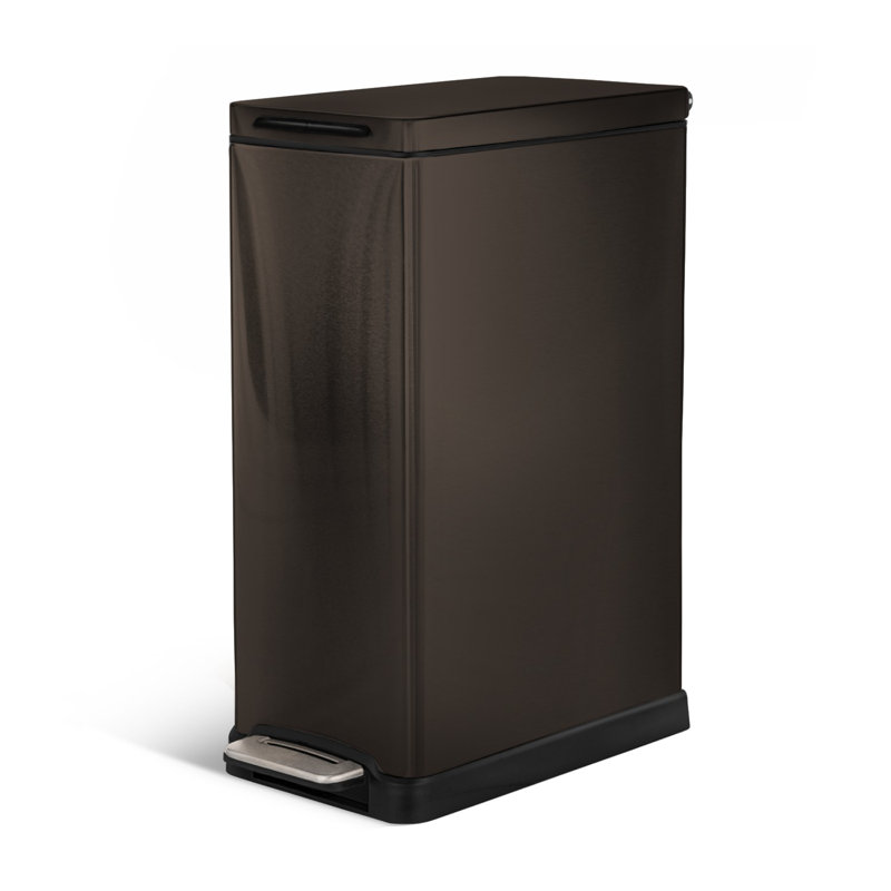 Poubelle de cuisine mince en acier inoxydable avec pédale et couvercle à fermeture douce 12 gallons Home Zone Living