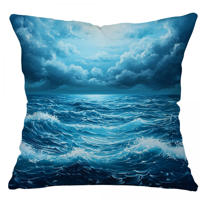 Ocean Waves Throw Pillow, Nature Twill Pillows, Square 26"