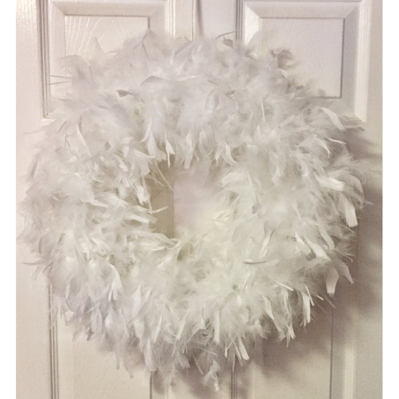 Couronne de plumes 23 po, Blanc, H 23 po x l 23 po x p 2 po