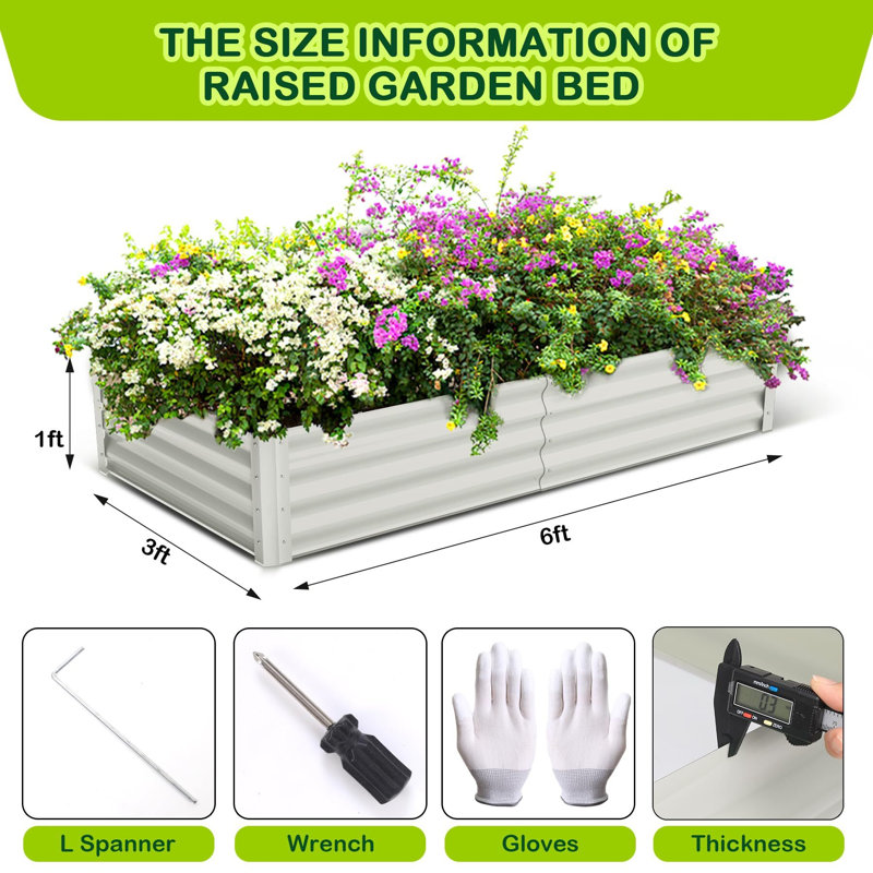 2 lits de jardin surélevés galvanisés 6X3x1pi, Beige