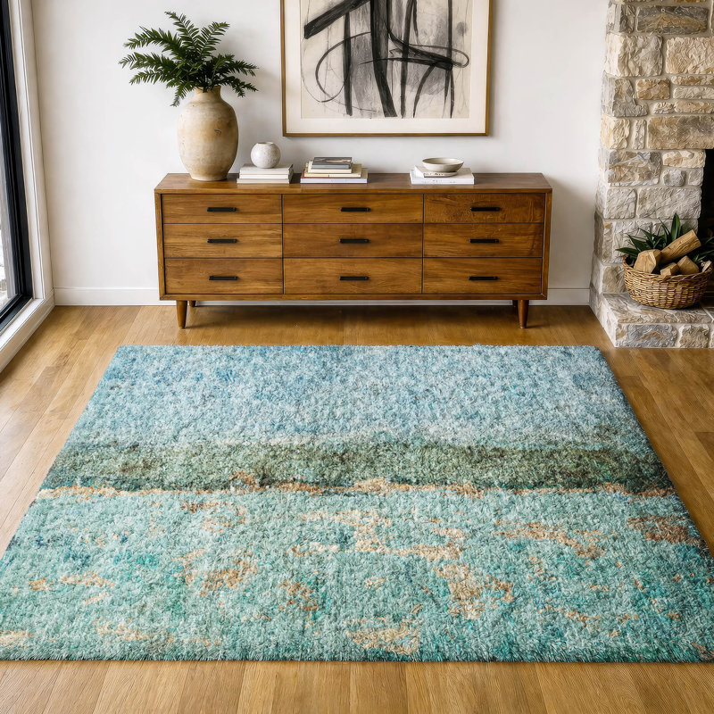 Tapis à poil long de qualité supérieure lavable à la machine ADS605, Blue, 10' x 14'