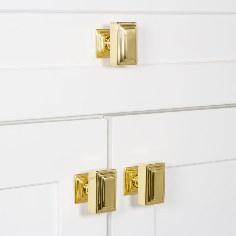 Carré Rectangular Knob, Polished Brass
