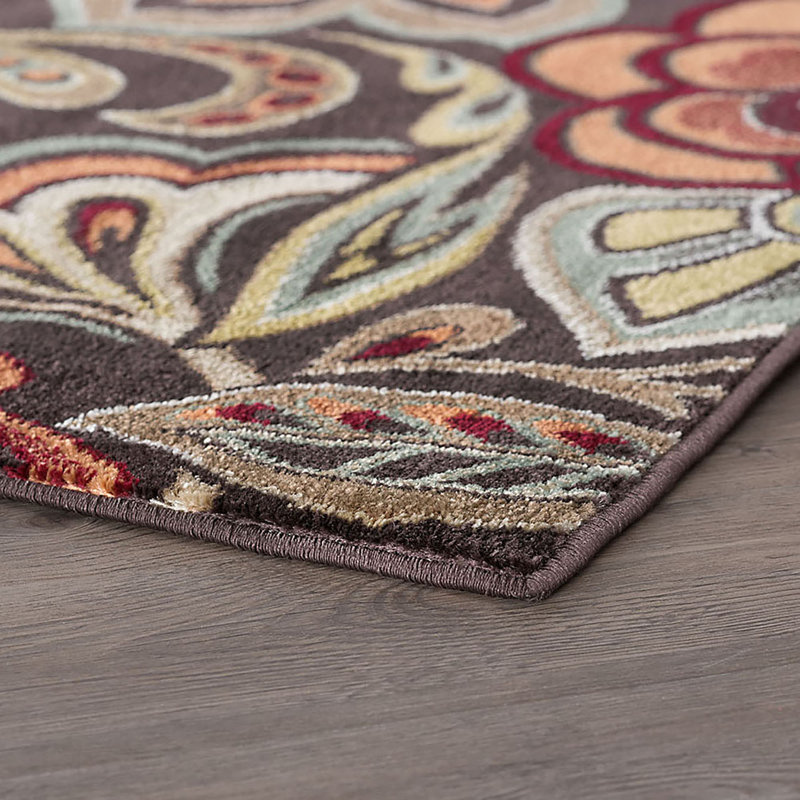 Elmer Transitional Floral Indoor Area Rug for Living Room, Dining Room, Bedroom, Rectangle 5'3" x 7'3", Brown 