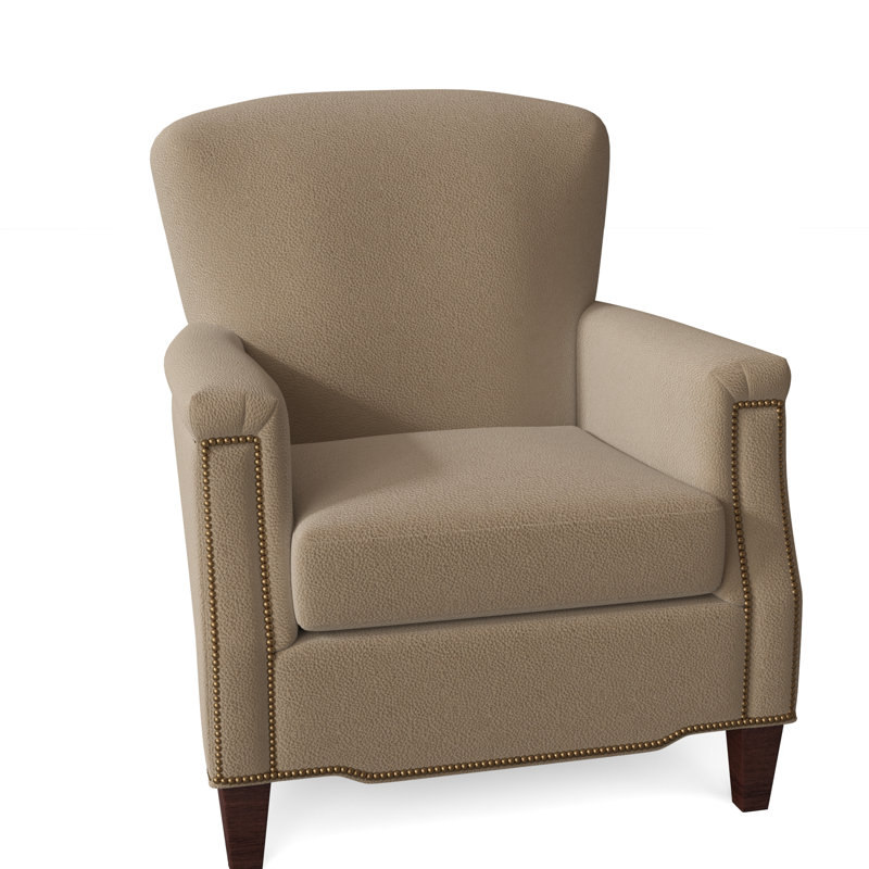 Vincent Armchair, Mahogany, French Natural, Empyrean Tweed Genuine Leather