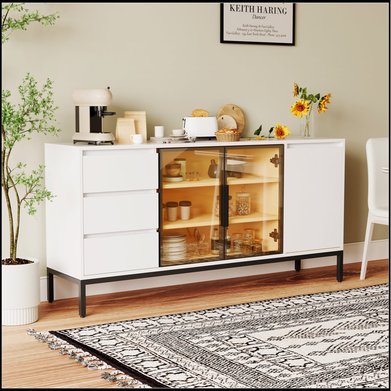 Buffet cabinet with storage, kitchen side panel storage room with doors and 3 drawers, pantry cabinet display rack, console, dining table manager furniture, living room dining room
