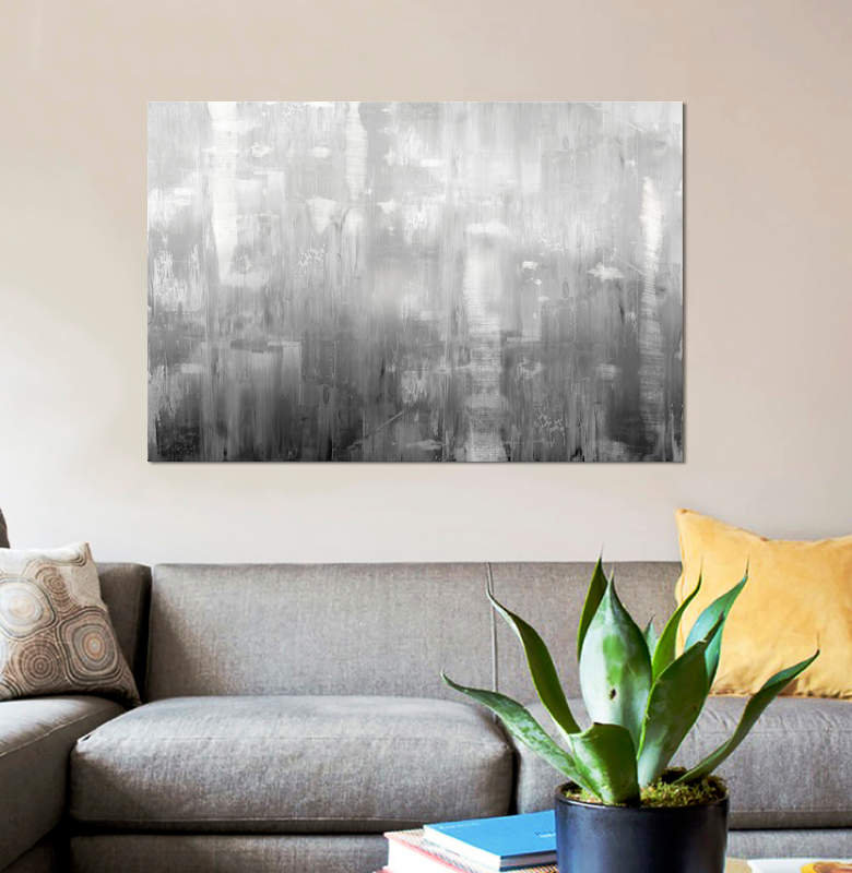 «Textural In Grey» par Justin Turner, impression sur toile tendue, H 18 po x l 26 po x P 1,5 po, Toile tendue, Pas de tapis